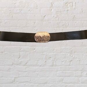 Diesel Black Leather Belt with big military buckle sz 38